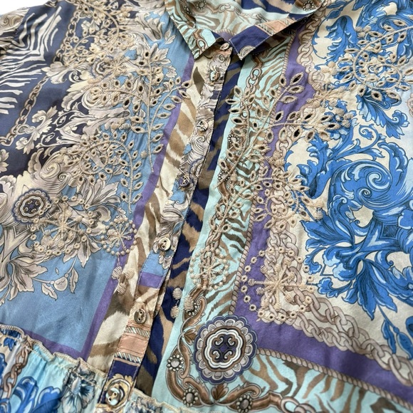 Johnny Was Valentin Jasmine 100% Silk Unlined Dress Women Size M Embroidered - Picture 8 of 14